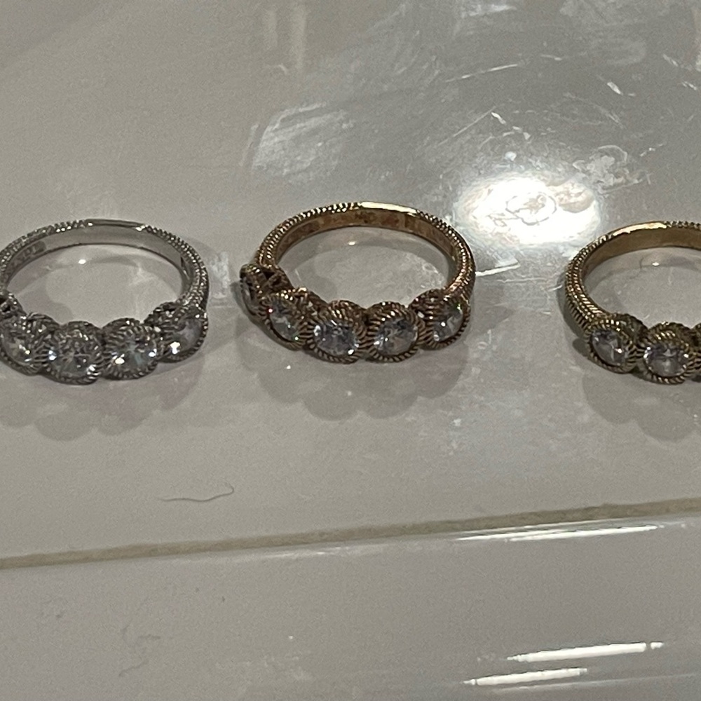 Judith Ripka Elegant Three Stackable Gold, Silver… - image 3